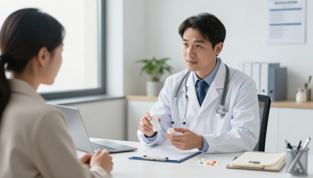 doctor consulting with patient about supplements and medications