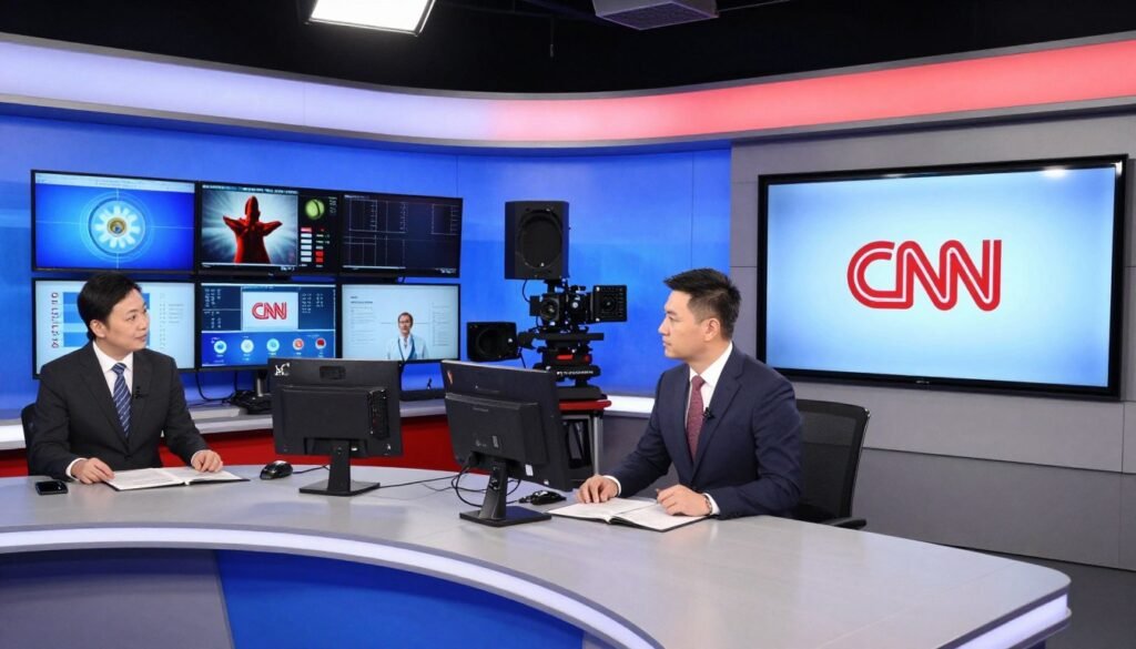 CNN news studio with medical graphics