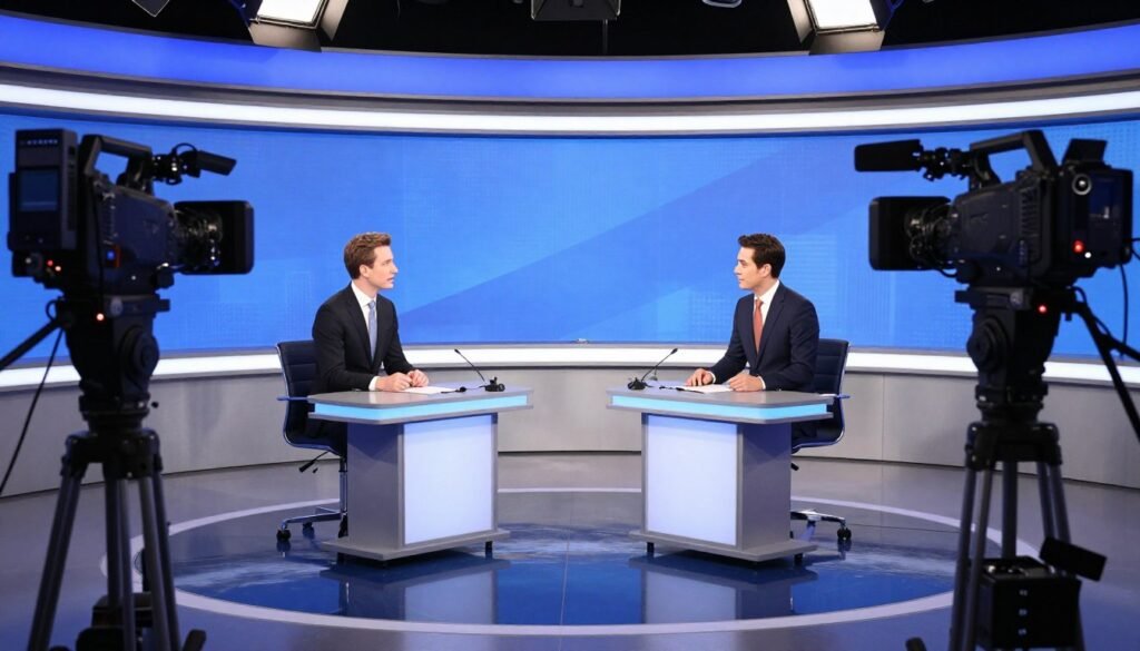 Television news debate set