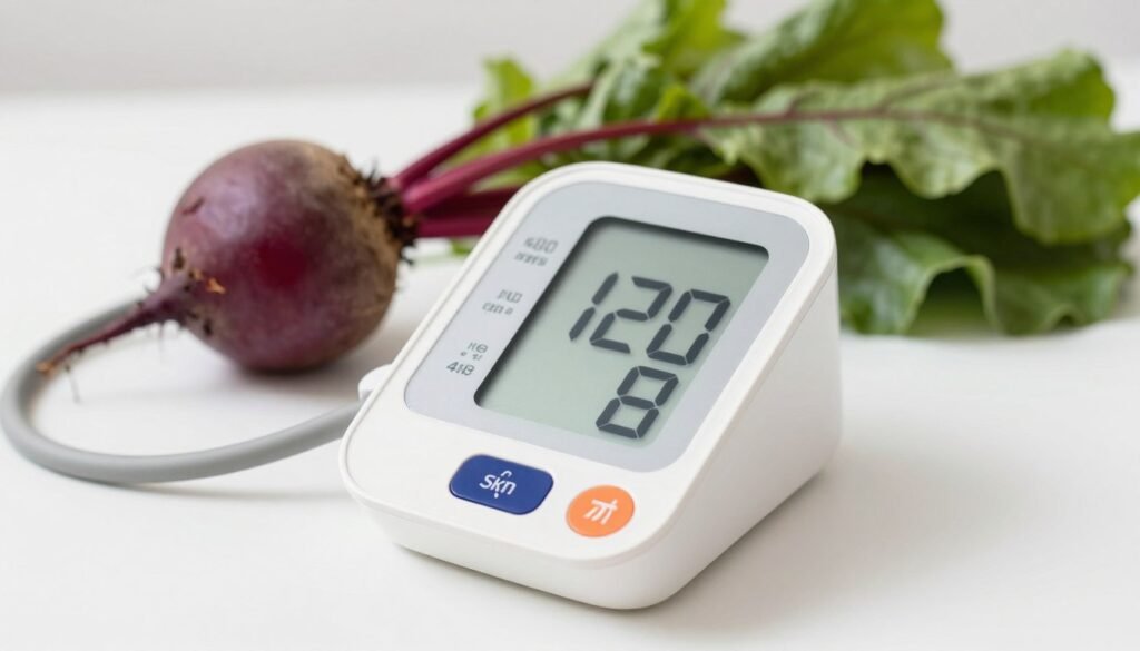 blood pressure monitor showing healthy readings with nitric oxide supplements
