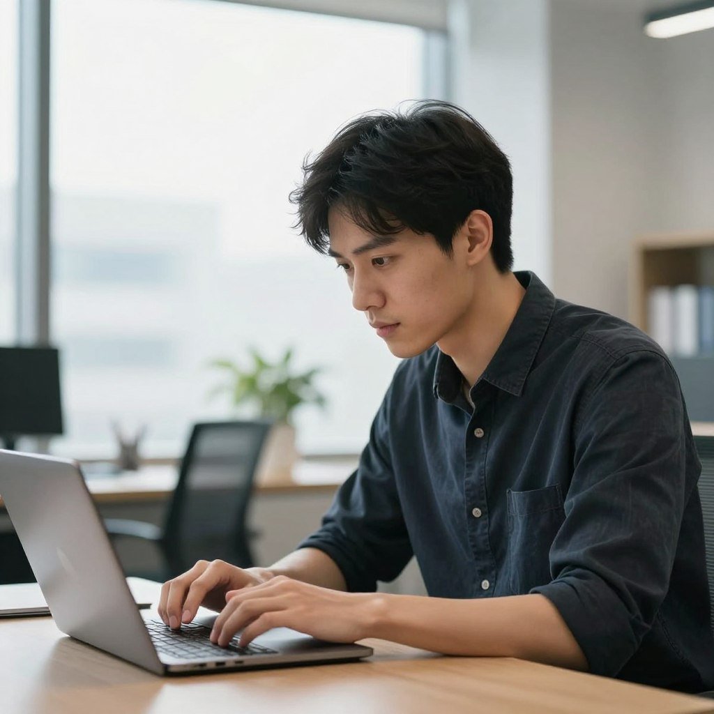 focused individual working showing cognitive enhancement