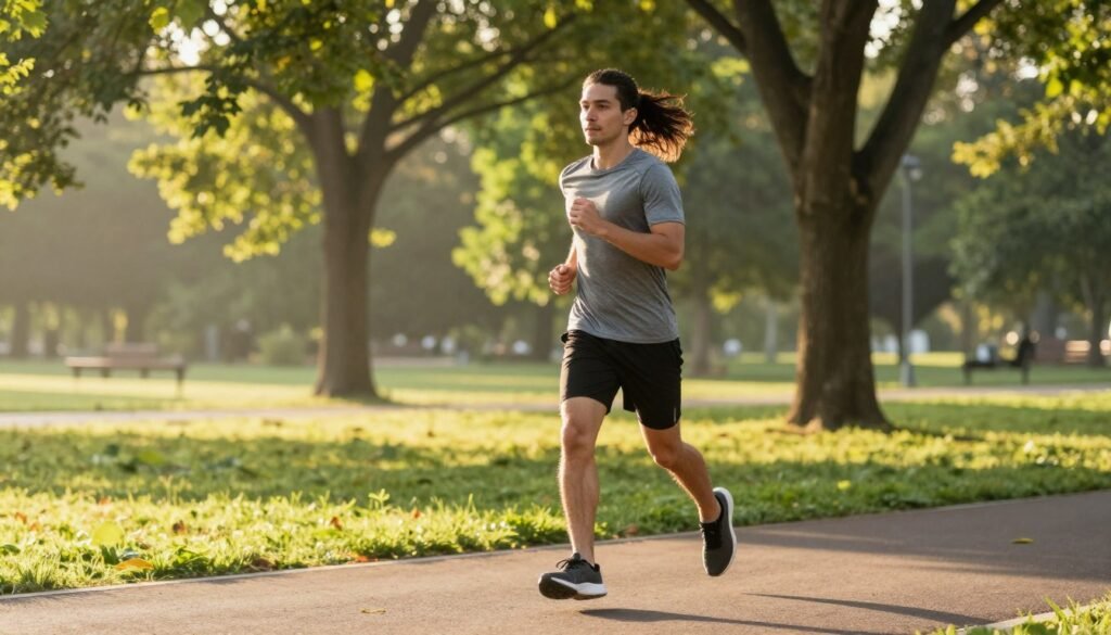 person exercising outdoors combining healthy lifestyle with supplements