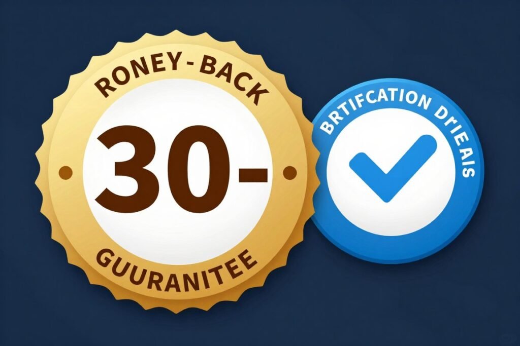 30-day money-back guarantee badge and risk-free trial offer