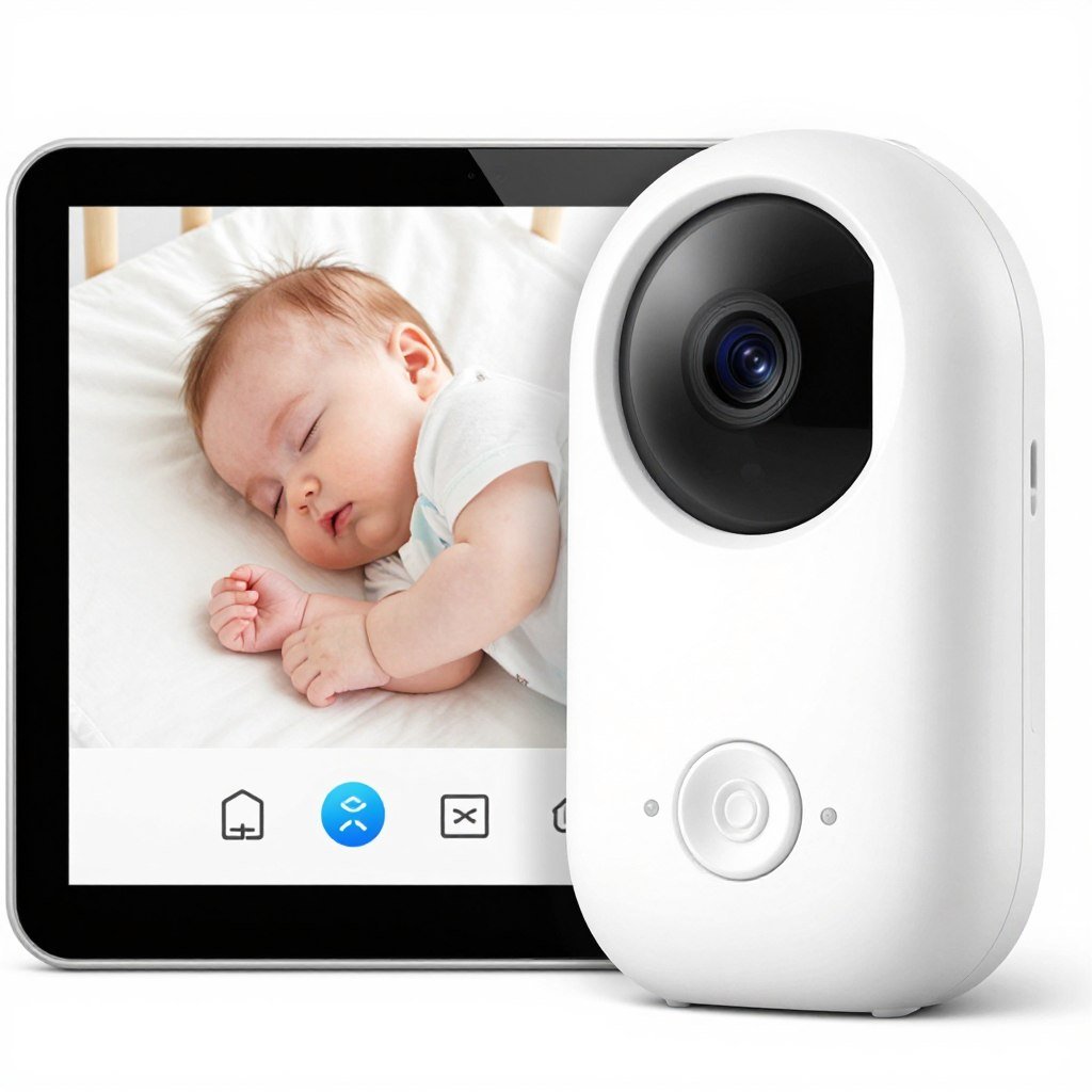 Baby monitor with video screen showing clear night vision capability