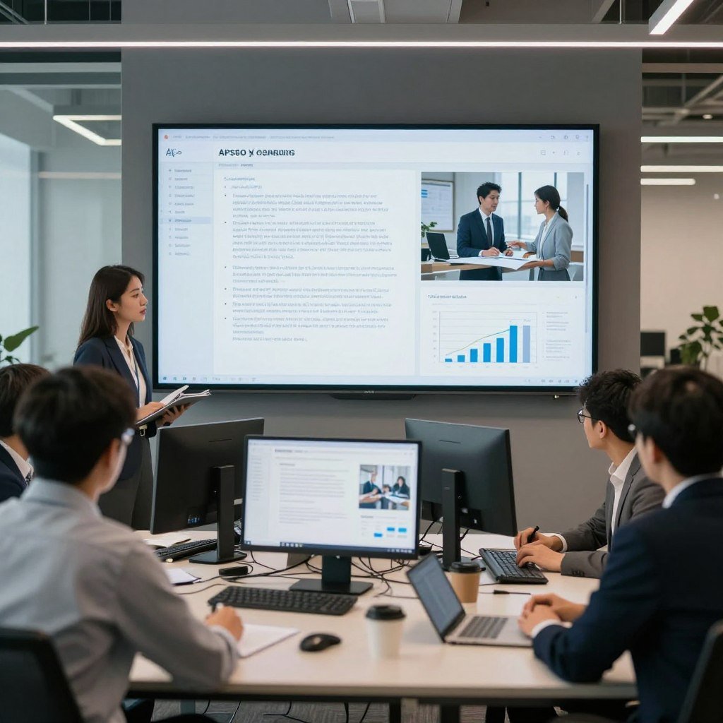 Consulting team collaboratively creating proposals using AI-assisted tools