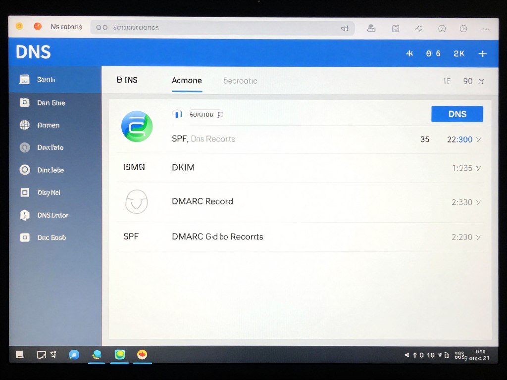 DNS configuration screen for email authentication setup