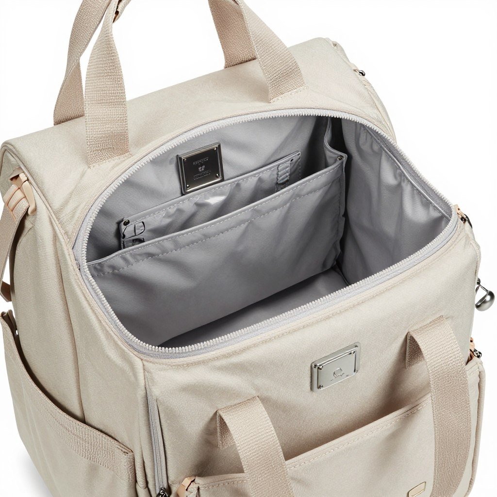 Diaper bag with multiple compartments and changing pad