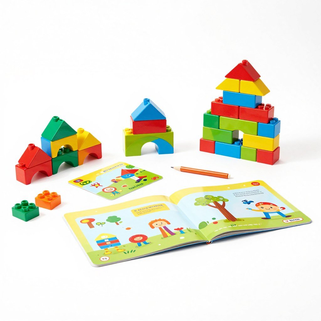 Educational toy set with colorful learning blocks and activities