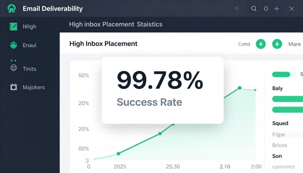Email deliverability statistics showing 99.78% inbox placement rate