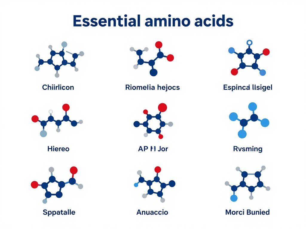 Essential amino acids chart showing all nine essential amino acids in advanced amino formula