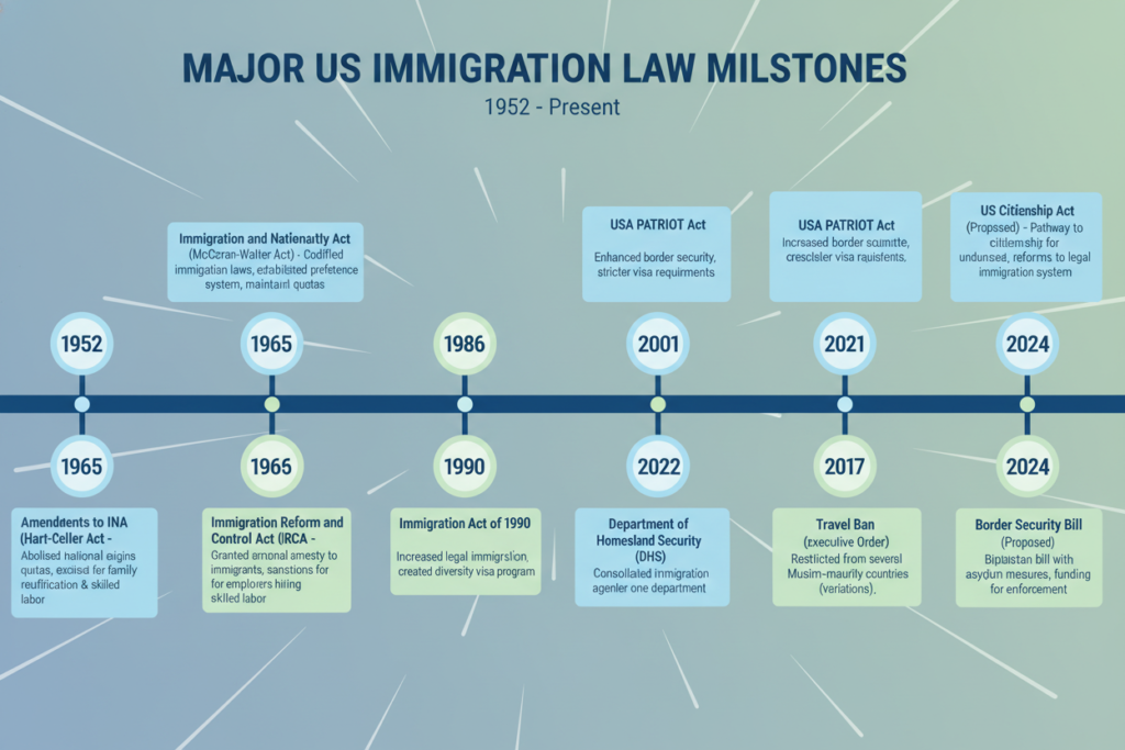 Historical timeline of US immigration laws and policy changes