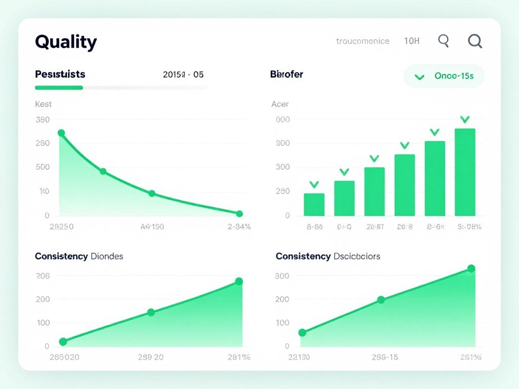Quality metrics dashboard showing error reduction and accuracy improvements