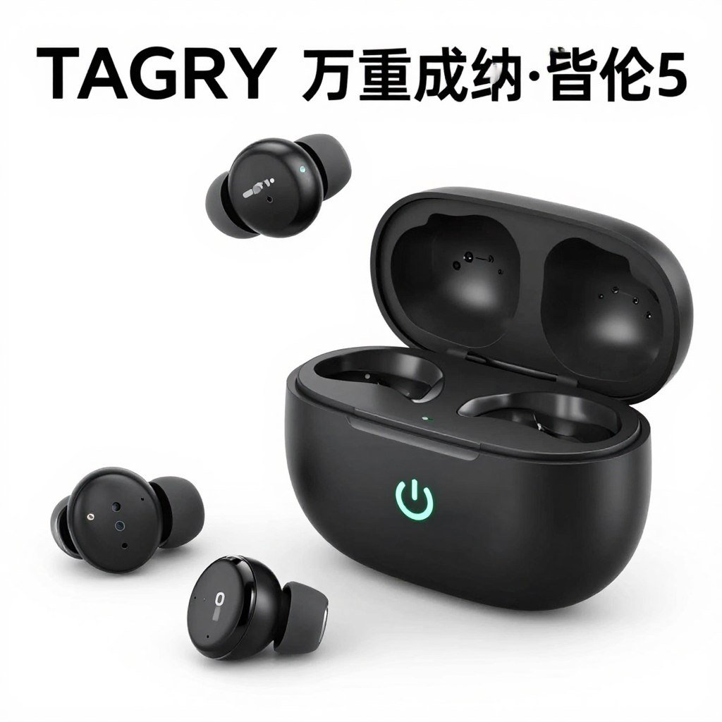 TAGRY Bluetooth headphones with LED display charging case